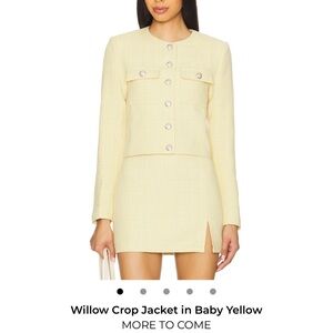 More to Come REVOLVE Willow Baby Yellow Crop Jacket and Skirt Size L